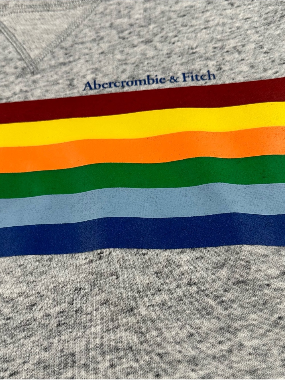 Abercrombie & Fitch Gray Y2K Pride Sweatshirt Cropped Rainbow Stripes Sz XS - Picture 4 of 7